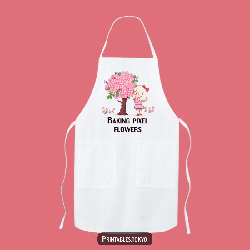 Funny Pixel Artist Apron: Admiring Digital Blooms, Hilarious Craft Gift