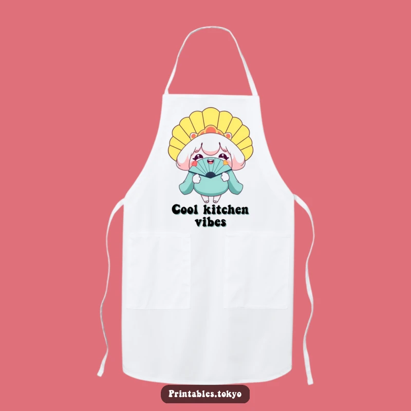 Funny Giant Fan Apron - Smiling Character Kitchen Cooling Gift