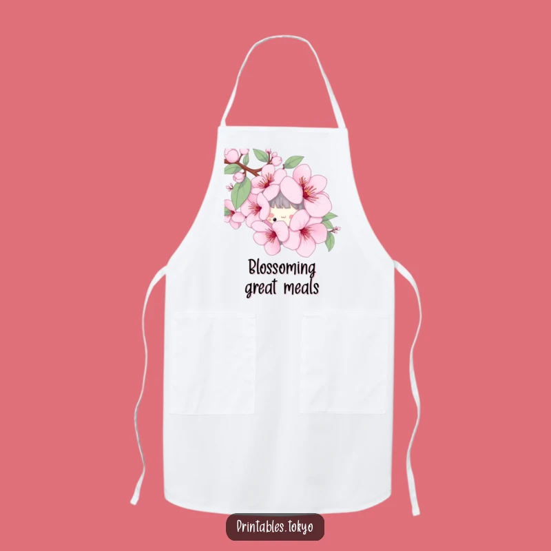 Funny Cherry Blossom Apron - Playful Character Kitchen Spring Gift