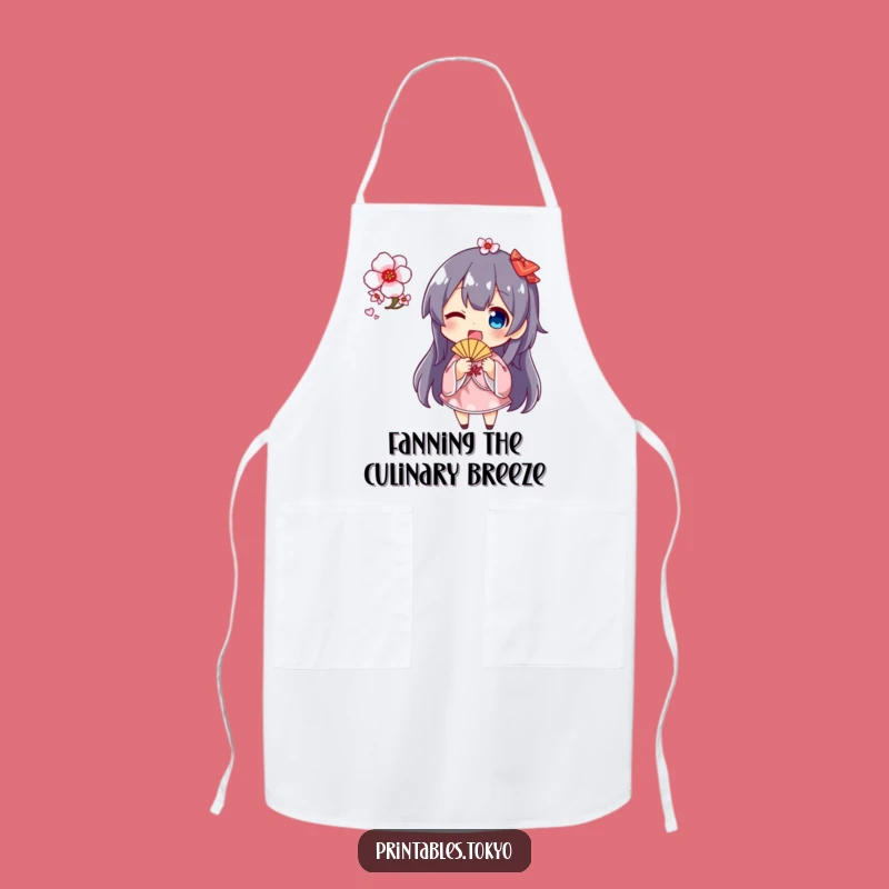 Funny Cherry Blossom Fan Apron: Cheerful Character Kitchenware, Great Gift