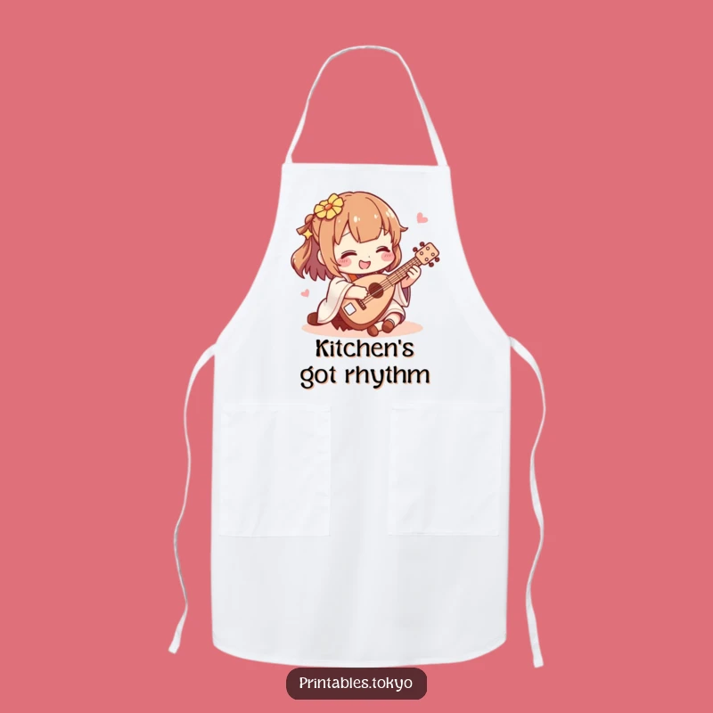 Funny Shamisen Player Apron: Cook Up Smiles with Mini Music!