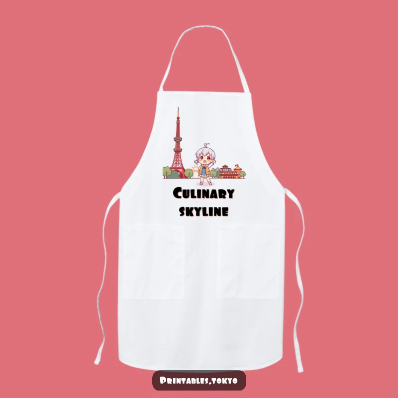 Funny Tokyo Cook Apron: Character's Playful Kitchen Pose, Humorous Chef Wear