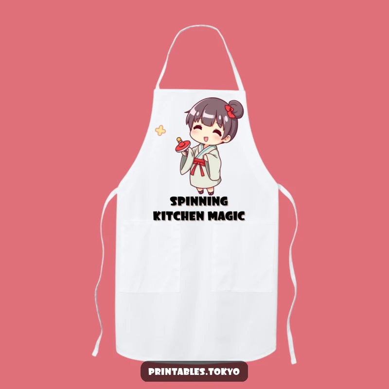 Funny Yukata Spinner Apron: Cook with Retro Playfulness!