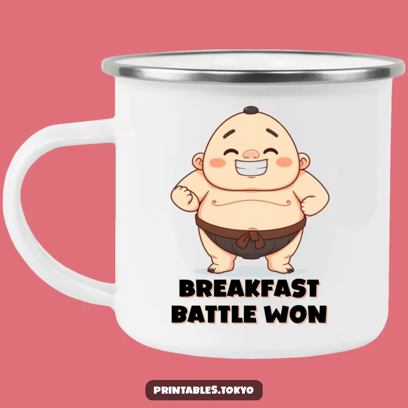 Funny Sumo Warrior Camping Mug: Adventure Fuel & Bold Grins, Outdoor Gift