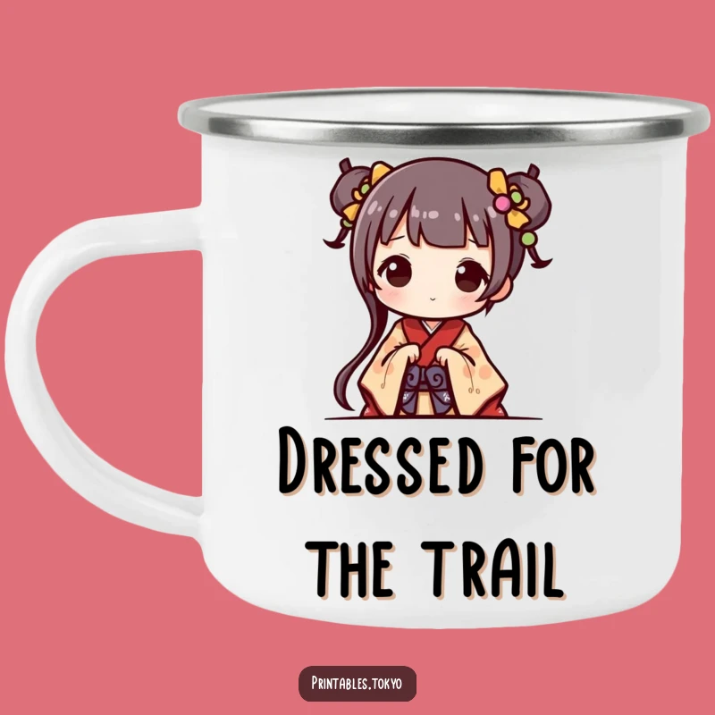 Funny Kimono Campfire Mug: Cute Peek for Your Outdoor Adventures!