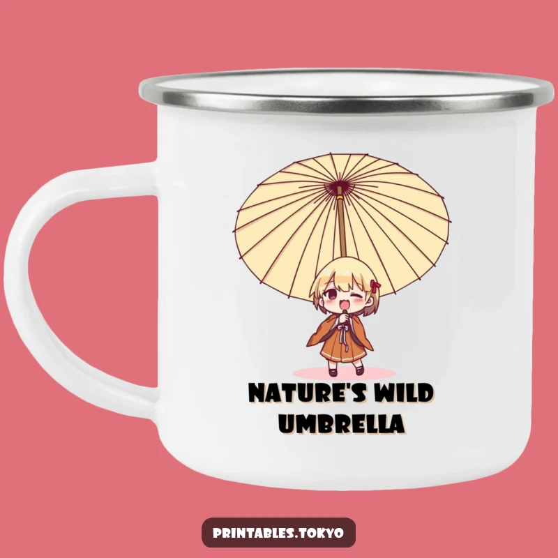 Funny Umbrella Struggle Camping Mug: Weather Any Adventure with Humor!