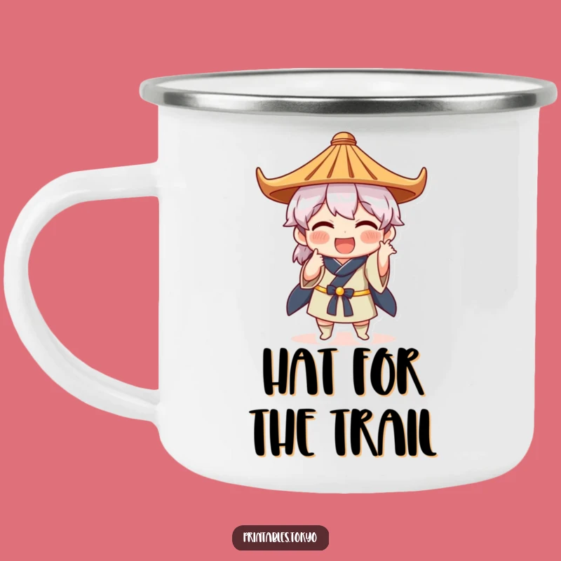 Funny Japanese Hat Pose Camping Mug - Outdoor Quirky Art - Adventure Funny Gift