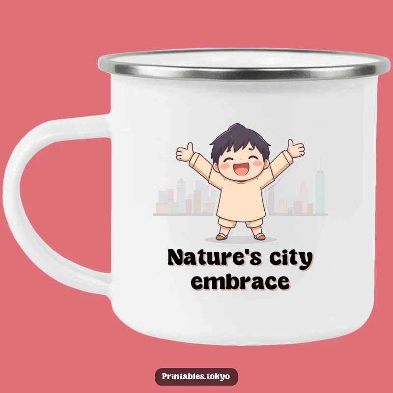 Joyful City Embrace Camping Mug: Your Urban Adventure Fuel!