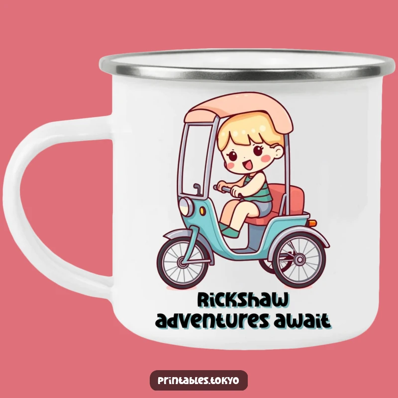 Funny Rickshaw Camping Mug - Quirky Character Adventure, Perfect Gift