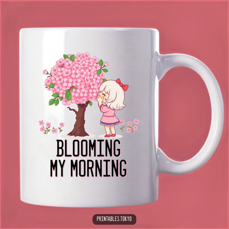 Funny Pixel Blossom Mug: Admiring Digital Flowers, Perfect Geeky Gift