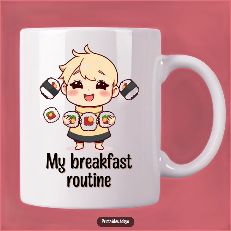 Funny Sushi Juggling Character Mug: The Perfect Hilarious Gift for Foodies