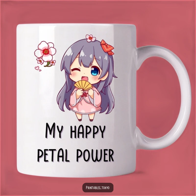 Funny Cherry Blossom Fan Mug: Cute Character Gift for Spring Lovers