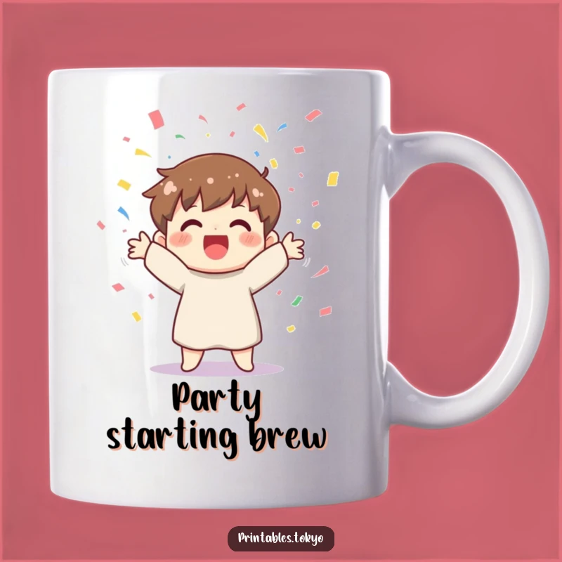 Funny Confetti Tossing Mug - Cheerful Character Celebration Gift for Joy