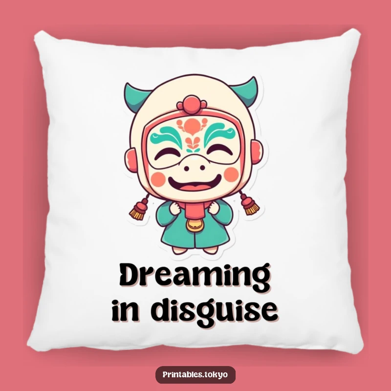 Funny Festival Mask Pillow - Cozy Character Accent, Perfect Gift