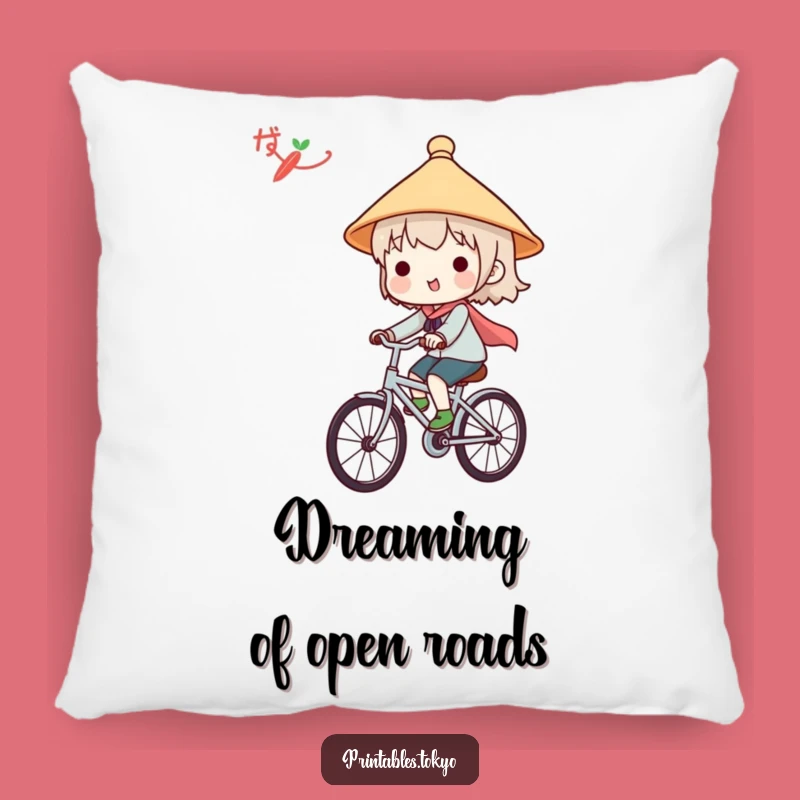 Cute Funny Japanese Hat Bicycle Pillow - Cozy Character Comfort Gift