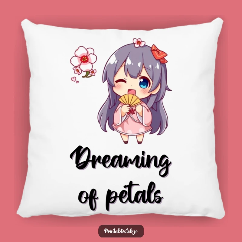 Funny Cherry Blossom Fan Pillow: Cute Character Accent, Lovely Gift