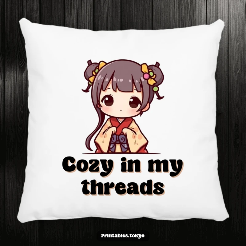 Funny Pillow: A cute character in a miniature kimono peeks out, offering a cozy and adorable accent with playful humor.
