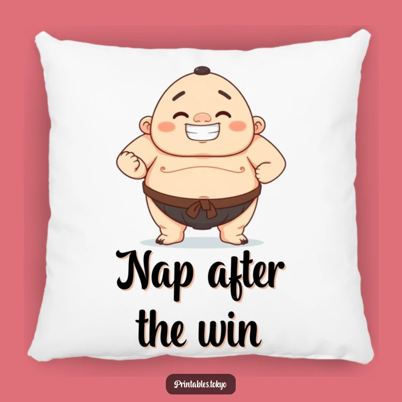 Funny Sumo Warrior Pillow: Comfy Strength & Bold Grin, Cute Gift