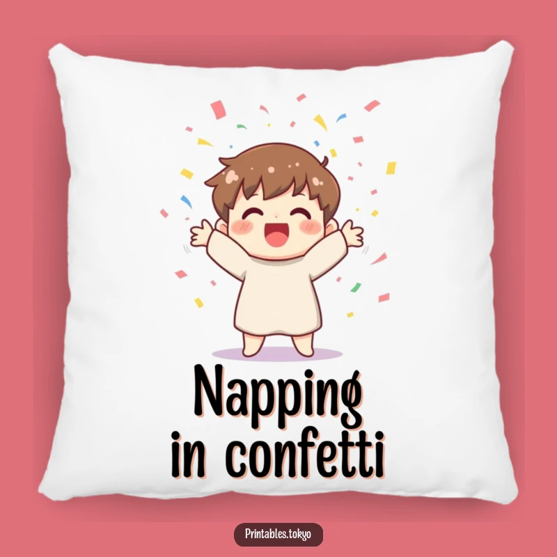 Cozy Funny Confetti Pillow - Cheerful Character Comfort Gift