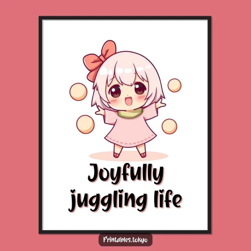 Funny Mochi Digital Print: Happy Juggler Art, Instant Humorous Gift for Walls