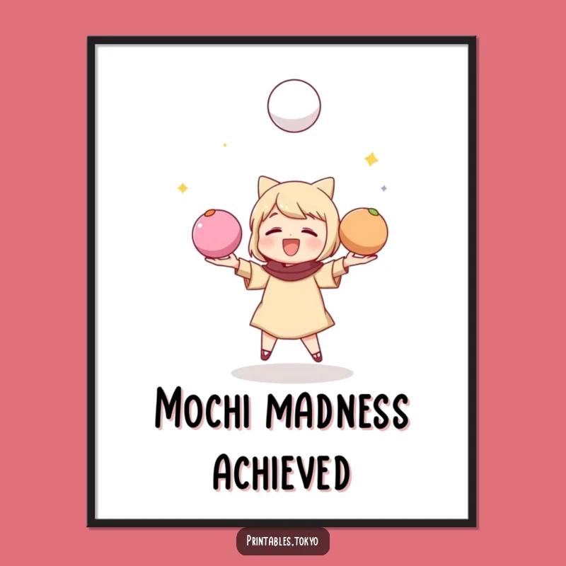 Funny Mochi Juggler Digital Art - Vibrant Character Decor, Perfect Gift