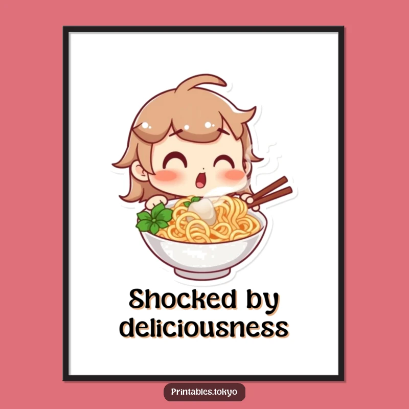 Funny Noodle Surprise Digital Print: Instantly Add Foodie Joy to Your Walls