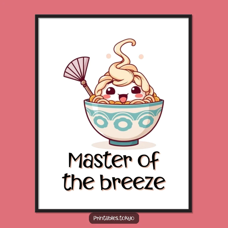 Funny Ramen Digital Art: Happy Bowl Fan - Instant Humorous Download