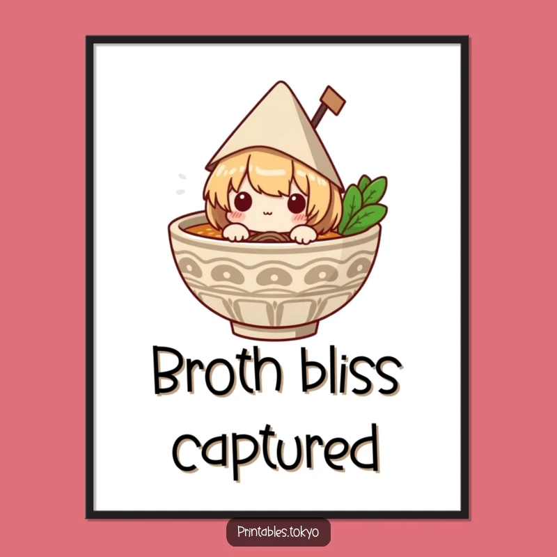 Funny Ramen Digital Print: Adorable Character Art, Instant Humorous Gift for Walls