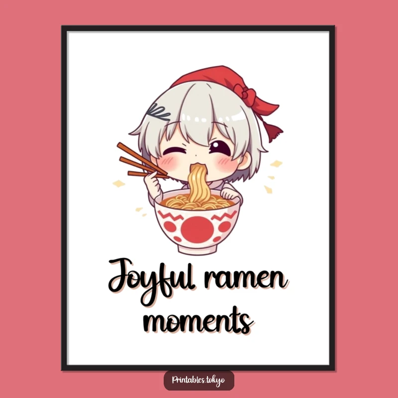 Funny Ramen Feast Digital Art: Joyful Noodle Print, Instant Foodie Decor