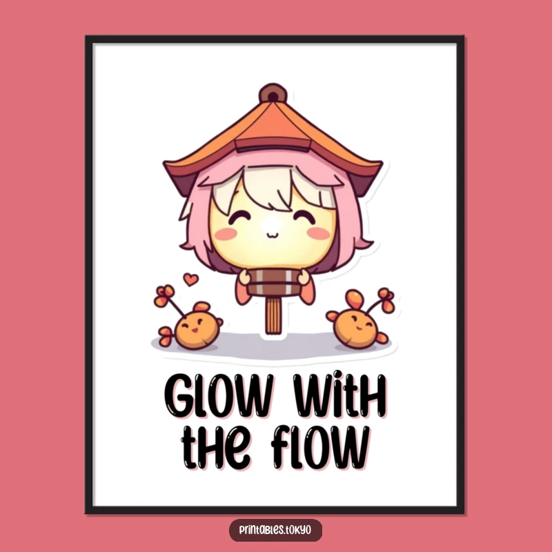 Funny Digital Art: Mysterious Lantern Peek Character Print