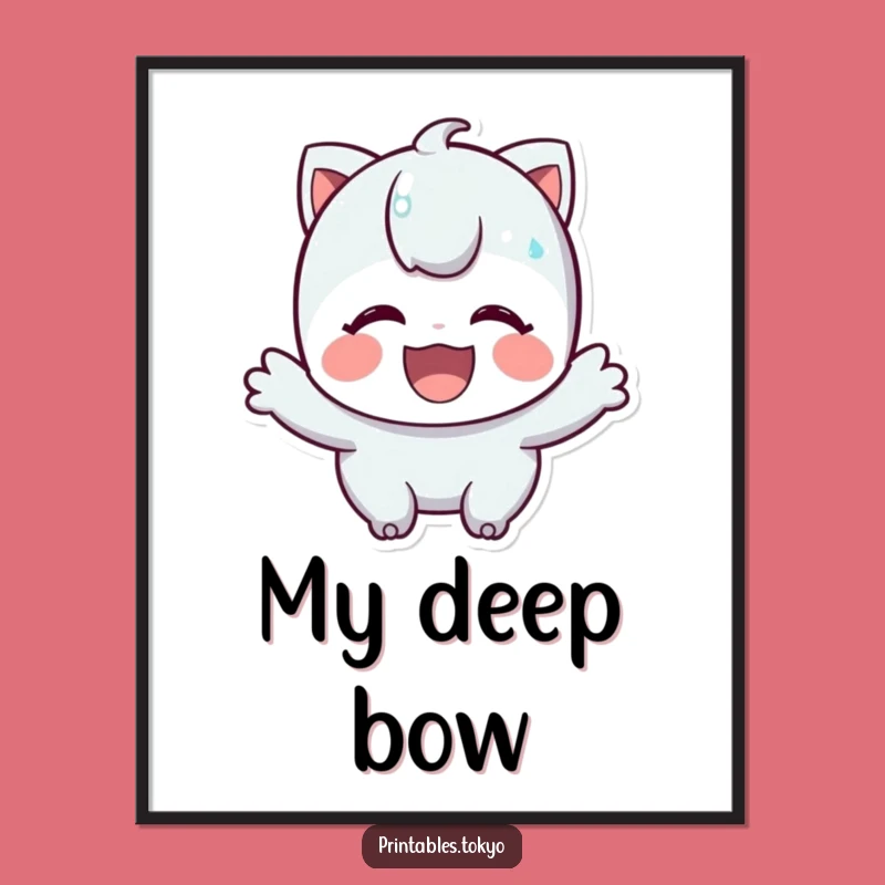 Funny Bowing Digital Art - Instant Gratitude, Cheerful Download!