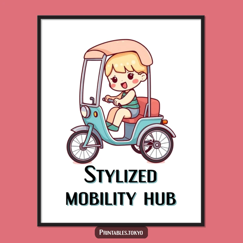 Funny Rickshaw Digital Art - Stylized Character Decor, Perfect Gift
