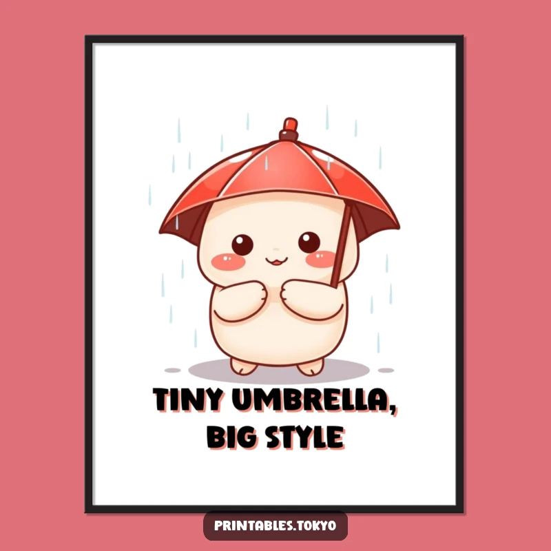Funny Dumpling Digital Art: Cute Umbrella Character - Instant Whimsical Download