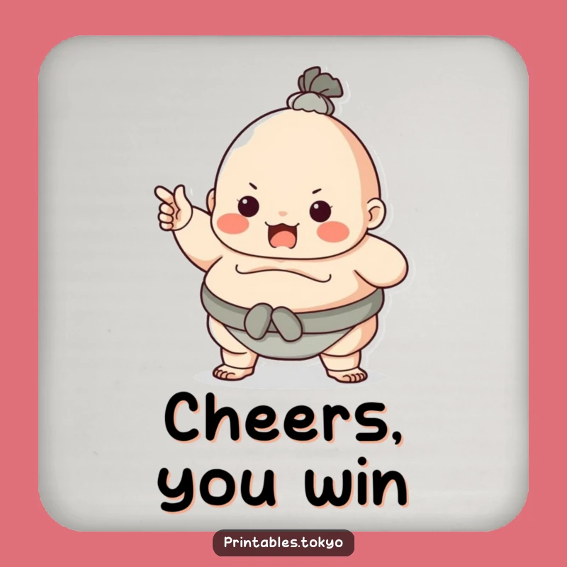 Funny Sumo Wrestler Drink Coaster - Protect Surfaces with Bold Charm