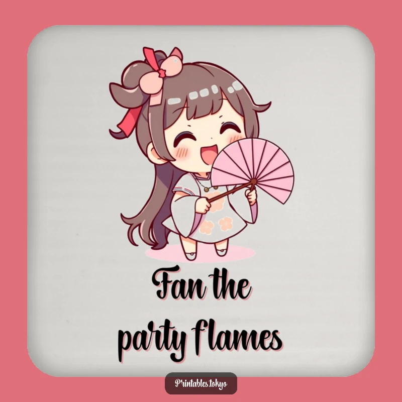 Funny Fan Waving Coaster: Excited Character, Protect Surfaces with a Smile
