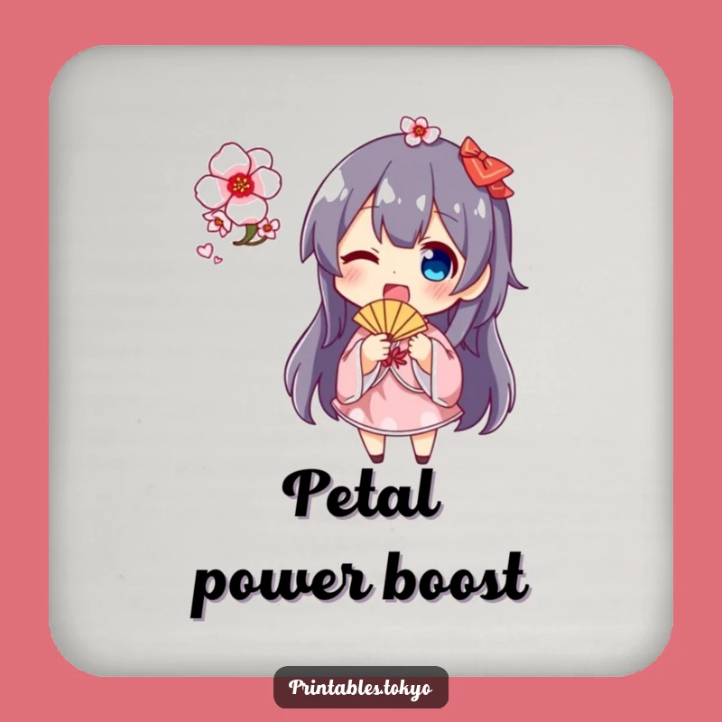 Funny Cherry Blossom Fan Coaster: Cute Character Protection, Delightful Gift