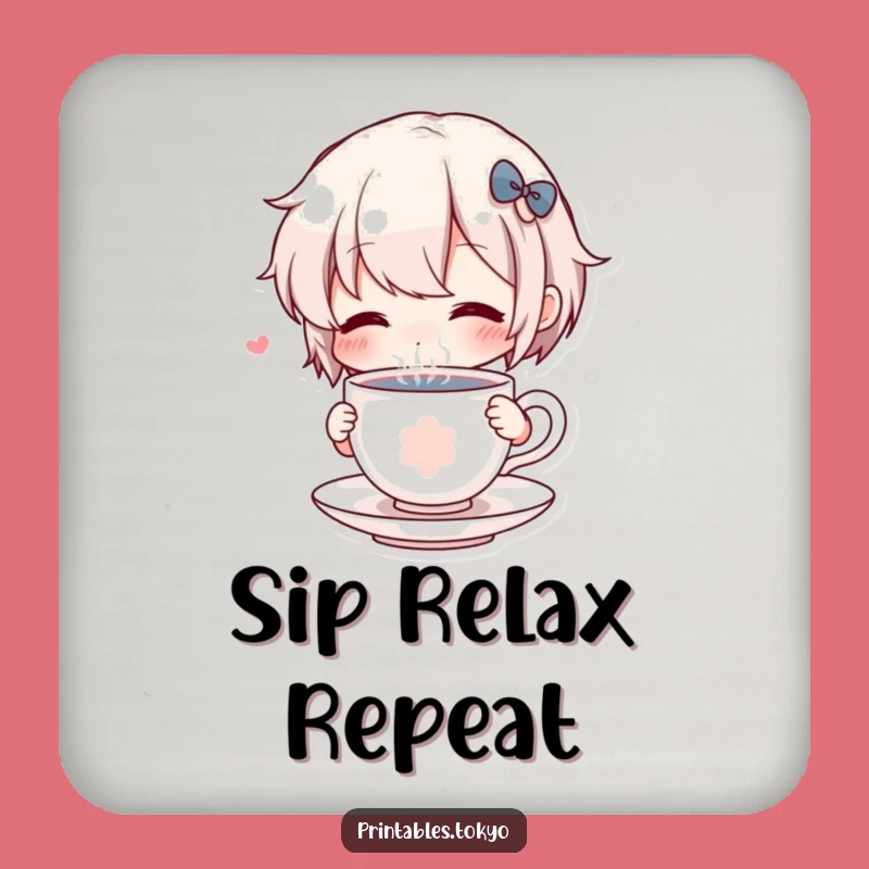 Funny Drink Coaster: Character Sipping Tiny Teacup, Protects Surfaces with Hilarious Funny Gift Charm