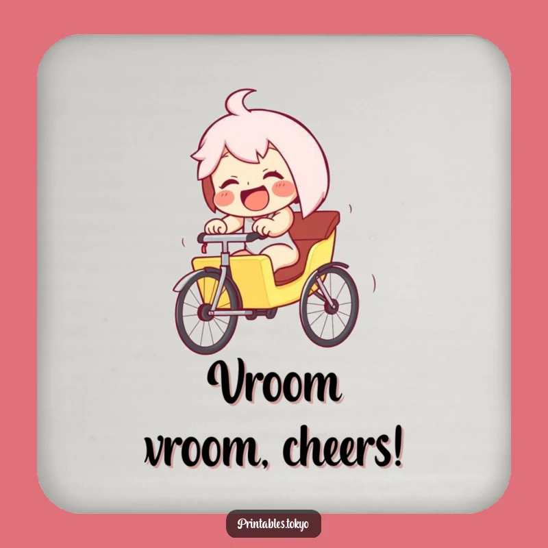 Funny Giggling Rickshaw Drink Coaster - Protect Surfaces with Downhill Charm