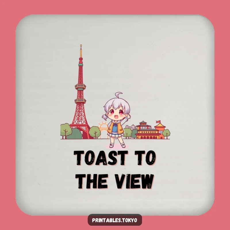 Funny Tokyo Coaster: Character's Playful Pose, Humorous Decor