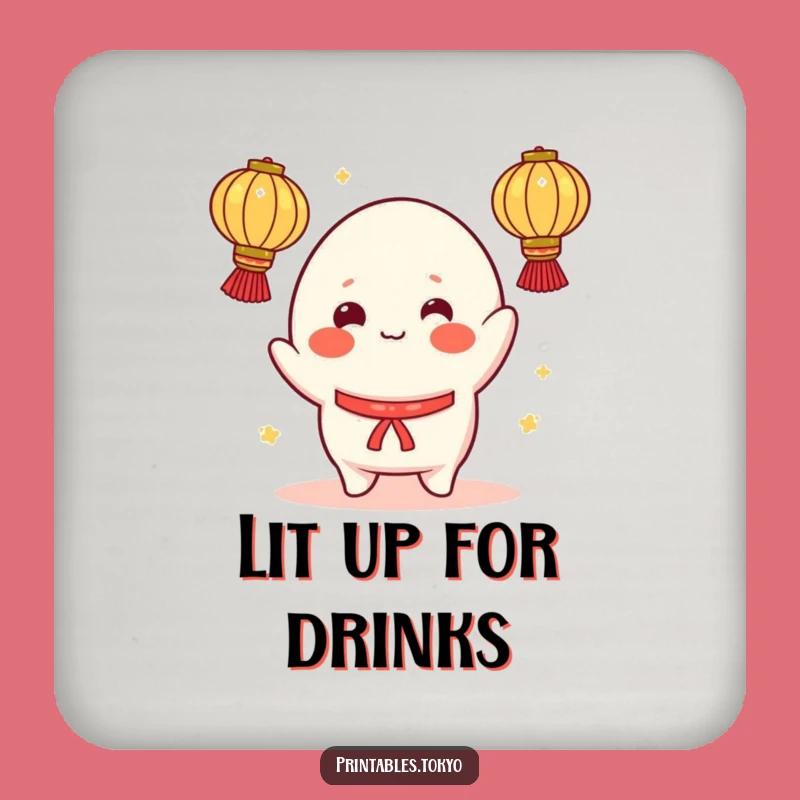 Funny Mochi Drink Coaster: Cheerful Juggler - Playful Table Decor