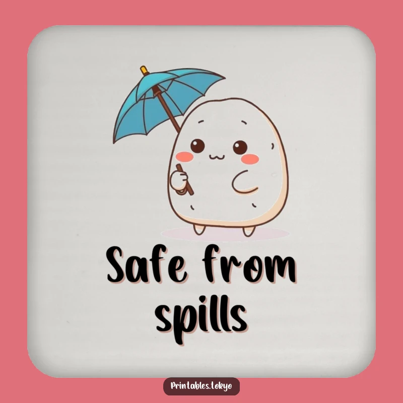 Funny Determined Onigiri Umbrella Coaster Set - Protect Surfaces with Bravery Gift