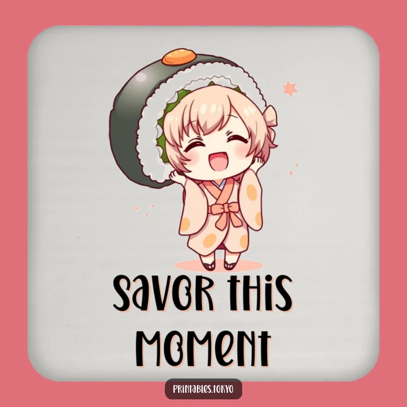 Funny Kimono Sushi Coaster - Joyful Character Decor, Oversized Roll Gift