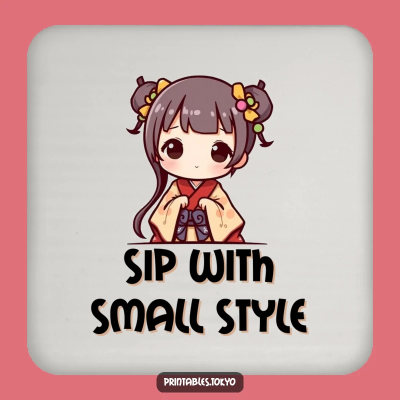Funny Kimono Coaster: Protect Surfaces with Adorable, Playful Charm!