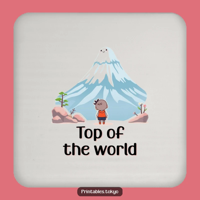 Funny Fuji Wonder Coaster - Whimsical Character Art - Protect Surfaces with Humor Gift