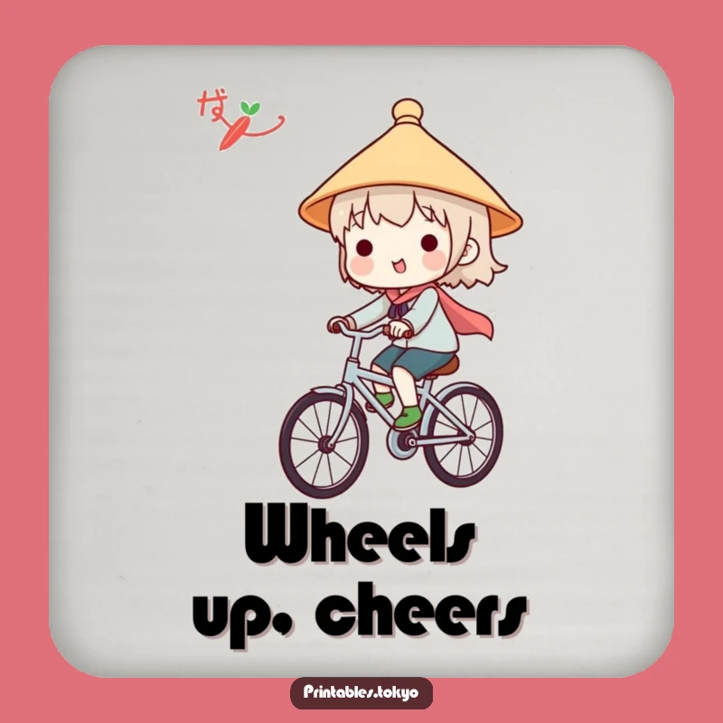 Funny Japanese Hat Coaster - Cute Character Bicycle Rider Protection Gift