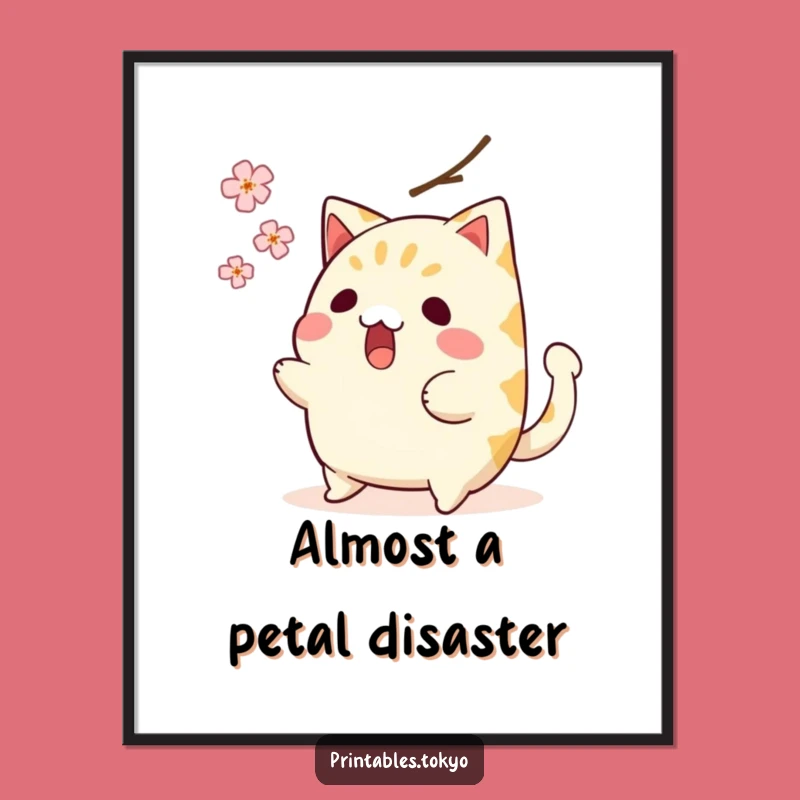 Funny Taiyaki Poster: Surprised Fish Cake Blossom Near Miss - Whimsical Wall Art