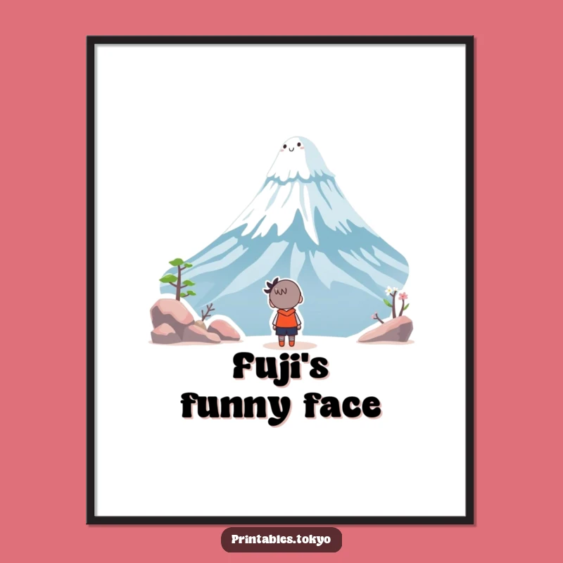 Funny Fuji Wonder Poster - Whimsical Character Art - Japanese Decor Funny Gift