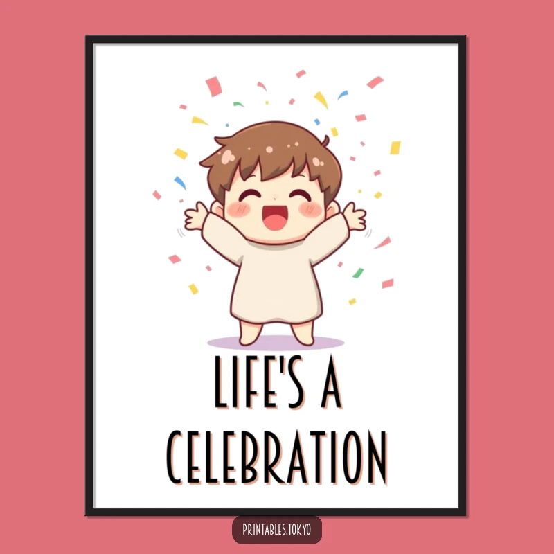 Funny Confetti Poster - Cheerful Character Celebration Wall Art Gift