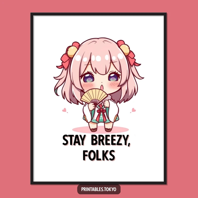 Funny Fan Wielder Poster: Playful Character Art, Your Perfect Funny Gift for a Breezy Atmosphere!