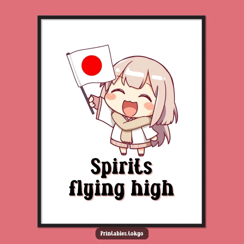 Funny Flag Art Poster: Enthusiastic Character, Whimsical Humorous Gift for Walls